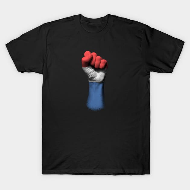 Flag of Netherlands on a Raised Clenched Fist T-Shirt by jeffbartels